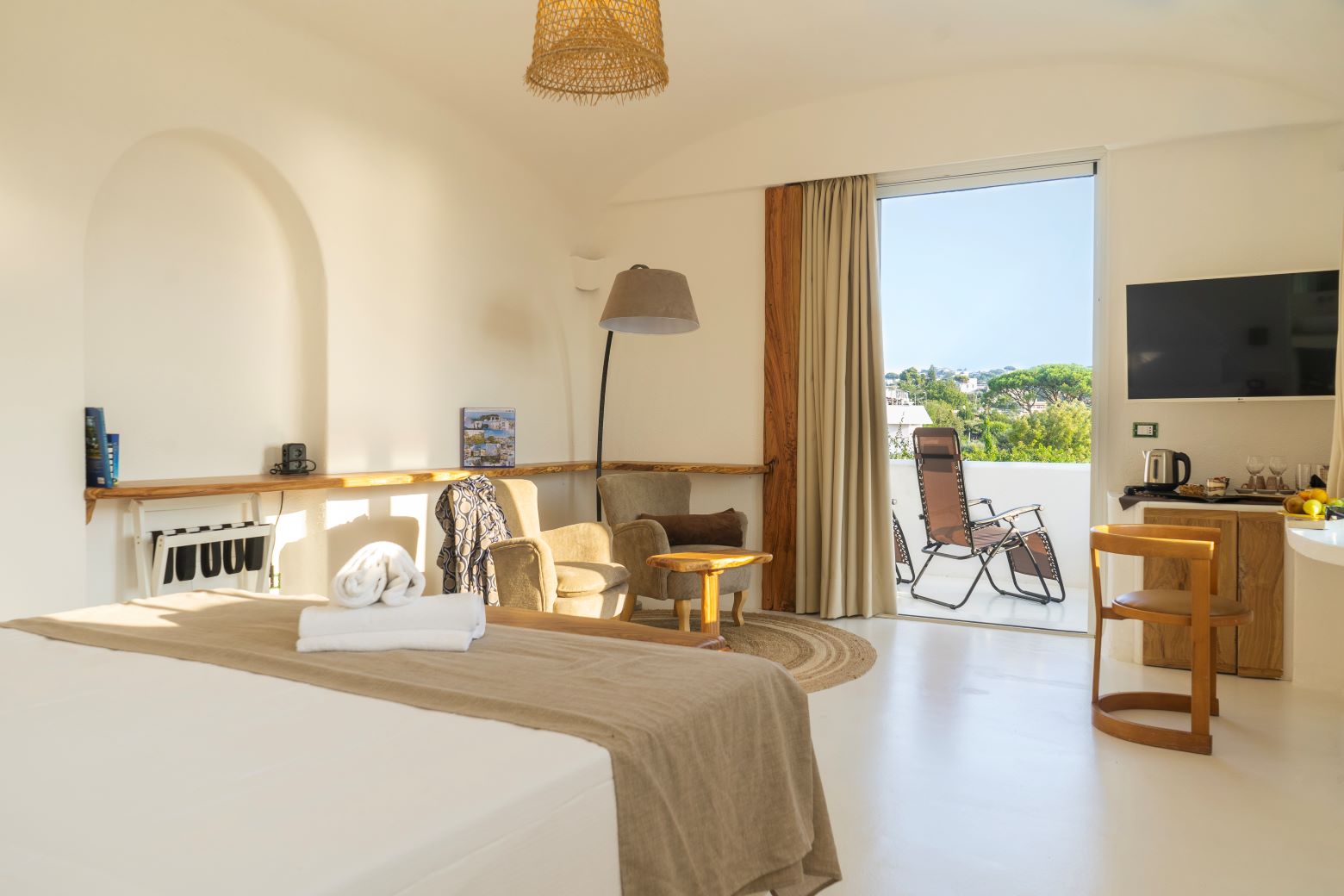 Ischia, Villa, mediterranea, vista, mare, junior, suite, minibar, balcone